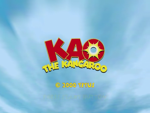 Kao the Kangaroo title screen for Sega Dreamcast